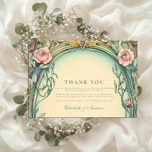 Cartão De Agradecimento Casamento Blush Blue Garden