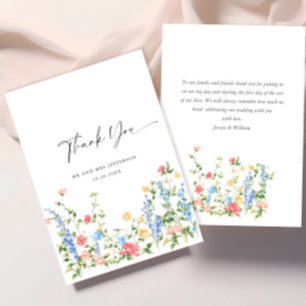 Cartão De Agradecimento Casamento Boêmia de Watercolor Meadow Wildflower