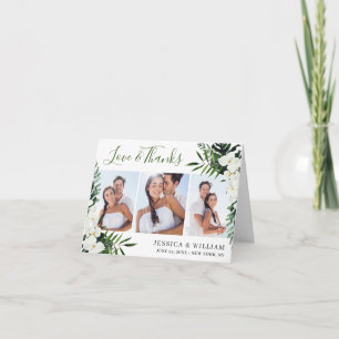 Cartão De Agradecimento Casamento Boêmico das Orquídeas Brancas Elegante