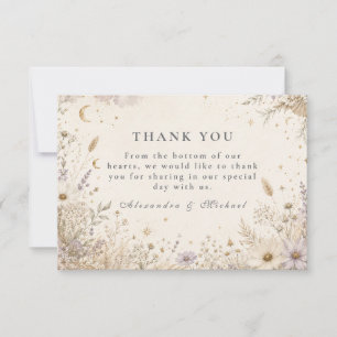Cartão De Agradecimento Casamento Boho Celestial Elegante ao Luar
