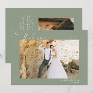 Cartão De Agradecimento Casamento Boho Deserto Moderno   Simples Rótulo de