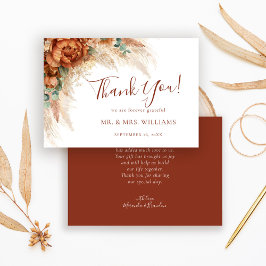 Cartão De Agradecimento Casamento Boho Floral Romântico com Caligrafia Ele