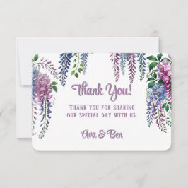 Cartão De Agradecimento Casamento bonito de Wisteria Púrpura e Rosa