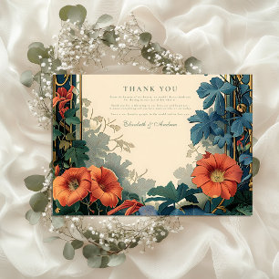 Cartão De Agradecimento Casamento Botânico Art Nouveau – Moldura Elegante