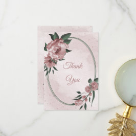Cartão De Agradecimento Casamento botânico bonito de flores rosa