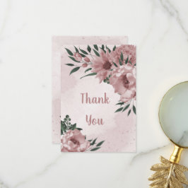 Cartão De Agradecimento Casamento botânico bonito de flores rosa