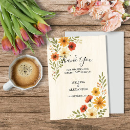Cartão De Agradecimento Casamento botânico com flores aquáticas Boho