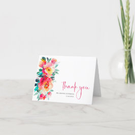 Cartão De Agradecimento Casamento Botânico das Flores Selvagens de Aquarel