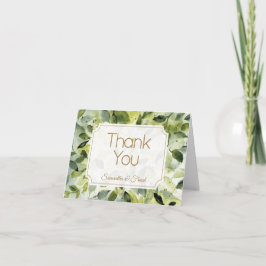 Cartão De Agradecimento Casamento Botânico de Aquarela