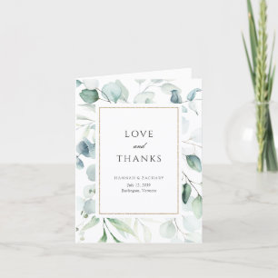 Cartão De Agradecimento Casamento Botânico de Greenery em Aquarela Elegant