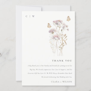 Cartão De Agradecimento Casamento Botânico de Lilac Boho Wildflower Fern