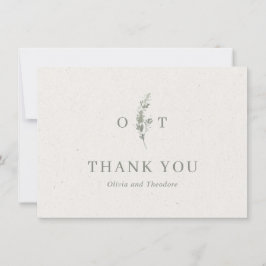 Cartão De Agradecimento Casamento Botânico Elegante em Verde Sage Moderno