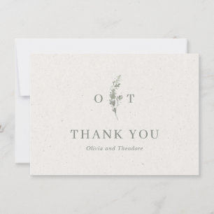 Cartão De Agradecimento Casamento Botânico Elegante em Verde Sage Moderno