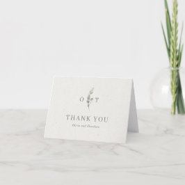Cartão De Agradecimento Casamento Botânico Elegante em Verde Sálvia Modern