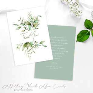 Cartão De Agradecimento Casamento Botânico Elegante Eucalyptus Foliage