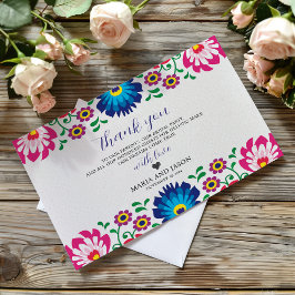 Cartão De Agradecimento Casamento Botânico Floral Colorido Fiesta Mexicano