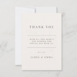 Cartão De Agradecimento Casamento Botânico Minimalista | Branco Quente