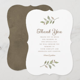 Cartão De Agradecimento Casamento Botânico Minimalista de Cair Greenery