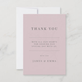 Cartão De Agradecimento Casamento Botânico Minimalista Rosa Desbotado
