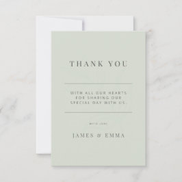 Cartão De Agradecimento Casamento Botânico Minimalista Verde Musgo Claro