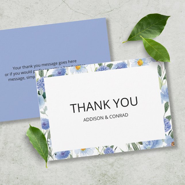 Cartão De Agradecimento Casamento Botânico Molho Azul (Criador carregado)