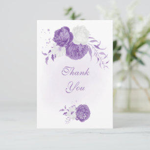 Cartão De Agradecimento casamento botânico roxo romântico
