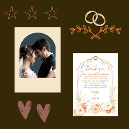 Cartão De Agradecimento Casamento Botânico Rustic Beige e Foto