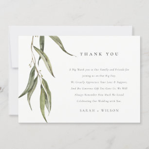Cartão De Agradecimento Casamento Botânico Simples Eucalyptus Watercolor