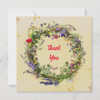 Cartão De Agradecimento Casamento Botânico Vintage Floral Casamento Elegan
