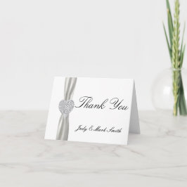 Cartão de Agradecimento Casamento Branco Coração d