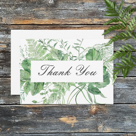 Cartão De Agradecimento Casamento Branco da Folhagem Verde Rustic Fern