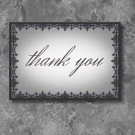 Cartão De Agradecimento Casamento Branco da Fronteira Gótica Vitoriana