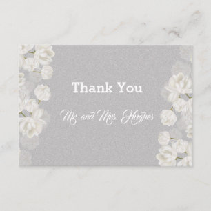 Cartão De Agradecimento Casamento branco elegante da tulipa