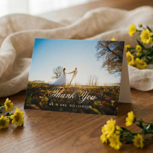 Cartão De Agradecimento Casamento Branco Elegante De Árvore Floral De Limã