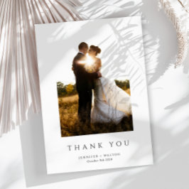 Cartão De Agradecimento Casamento branco Elegante Simples