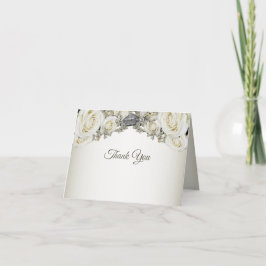 Cartão De Agradecimento Casamento Branco Flora Verdejante Festa Elegante M