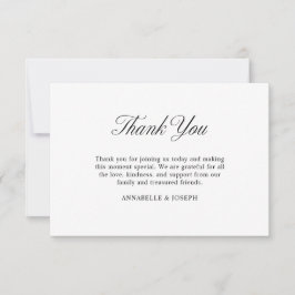 Cartão De Agradecimento Casamento Branco Formal Minimalista de Script Eleg