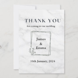 Cartão De Agradecimento Casamento Branco Marble