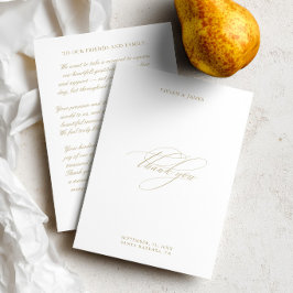 Cartão De Agradecimento Casamento Branco Minimalista Clássico Elegante