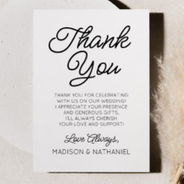 Cartão De Agradecimento Casamento branco mínimo minimalista moderno