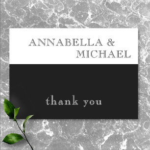 Cartão De Agradecimento Casamento Branco Negro da Tipografia Moderna