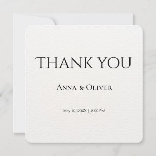 Cartão De Agradecimento Casamento branco simples minimalista personalizáve
