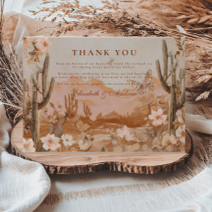 Cartão De Agradecimento Casamento Cacto Pôr do Sol no Deserto Boho