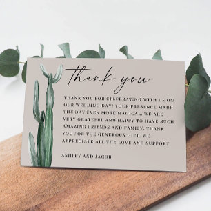 Cartão De Agradecimento Casamento Cactus Watercolor. Deserto De Cinzas De 