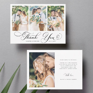 Cartão De Agradecimento Casamento Caligrafia Romântica Giratória 4 Foto 