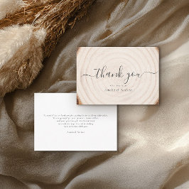 Cartão De Agradecimento Casamento Caligrafia Script Madeira Anel de Árvore