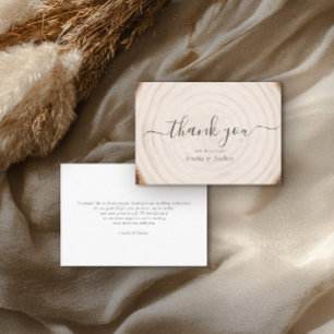 Cartão De Agradecimento Casamento Caligrafia Script Madeira Anel de Árvore