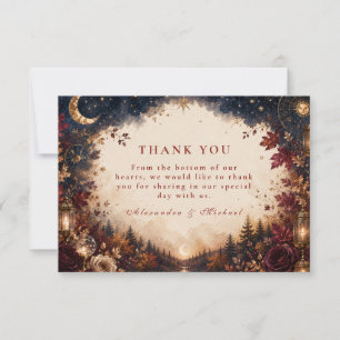 Cartão De Agradecimento Casamento Caprichoso Celestial de Outono