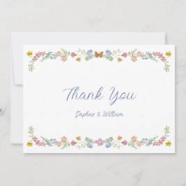 Cartão De Agradecimento Casamento Caprichoso de Flores Silvestres