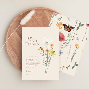 Cartão De Agradecimento Casamento Caprichoso de Flores Silvestres de Amor 